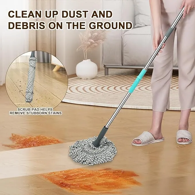 Self Wringing Easy Squeeze Twist Mop Floor Cleaning with 44.5 Inches Long Handle