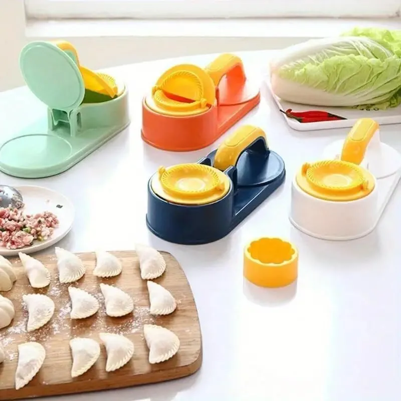 3-in-1 Plastic Dumpling Maker Set - Manual Dough Press with Ergonomic Handle, Mold & Wrapper Press for Easy Dumpling